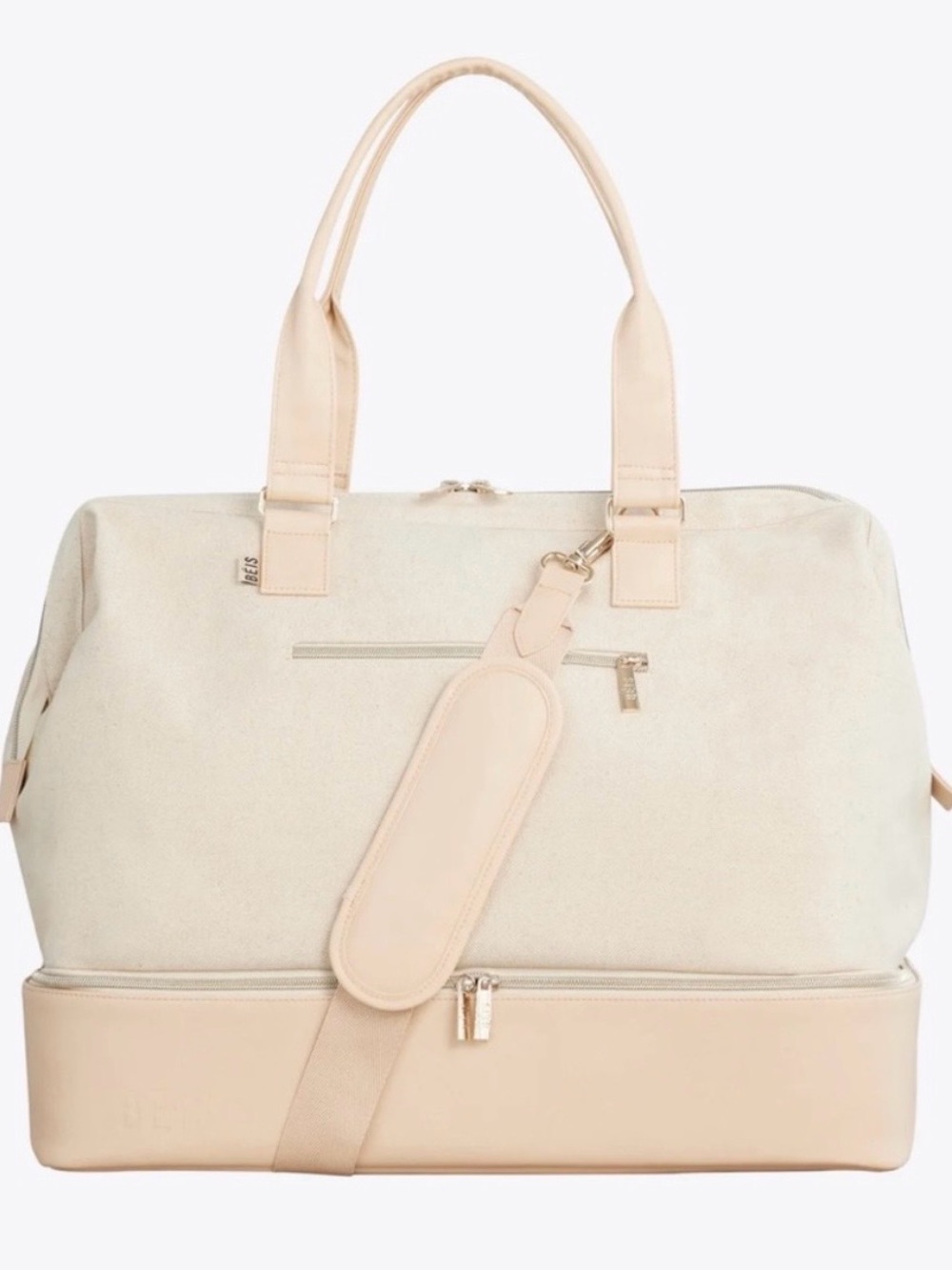 BEIS Cream Two-Tone Travel Duffel